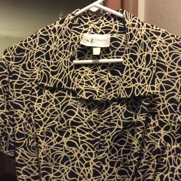 Vintage black & cream squiggles wrap dress size 8 - Picture 7 of 8